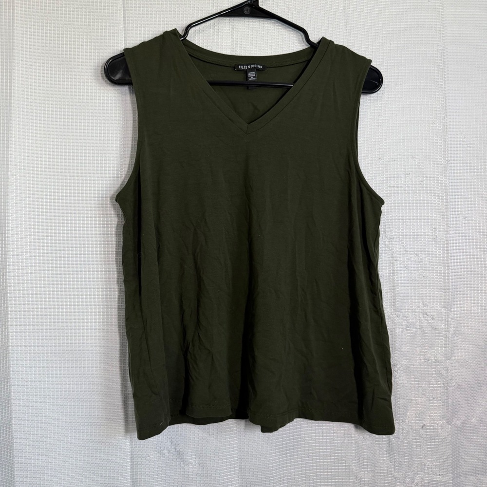 Eileen Fisher Tank Top Tencel Lyocell Stretch V-Neck Sleeveless Minimalist S